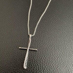 David Yurman Twisted Silver Cross Necklace
